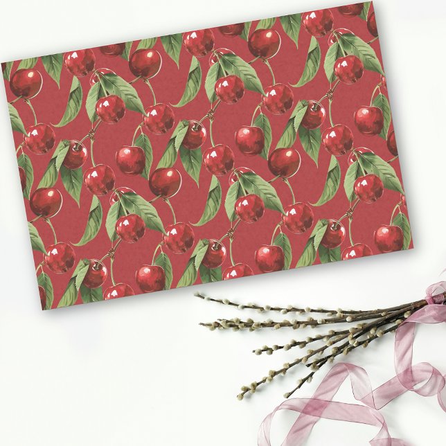 Cherries Cherry Red Pattern Tissue Paper (Creator Uploaded)