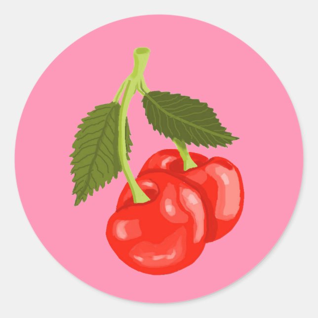 Cherries Classic Round Sticker (Front)