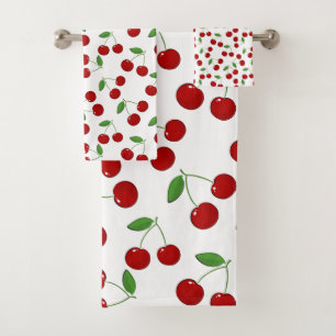 Cherries Design Bath Towel Set