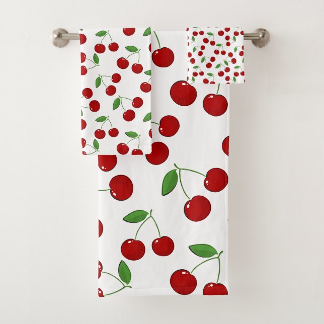 Cherries Design Bath Towel Set (Insitu)