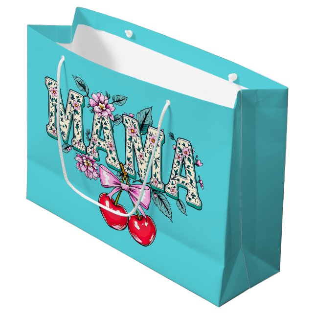 Cherries For Mama Large Gift Bag (Front Angled)