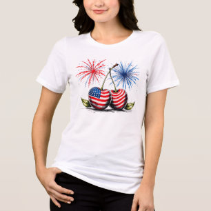 Cherries Fourth of July T-shirt, Patriotic Tee