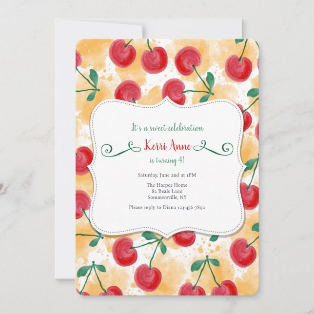 Cherries Frame Invitation (Front)