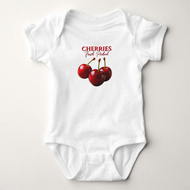 Cherries fresh picked  baby bodysuit (Front)