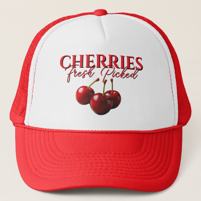 Cherries fresh picked  trucker hat (Front)