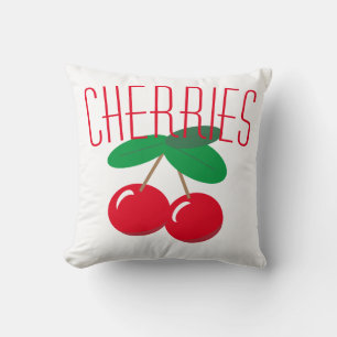 Cherries Fruit Red White Throw Pillow