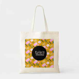 Cherries Fun Fruit Library Book Yellow Pink Tote Bag
