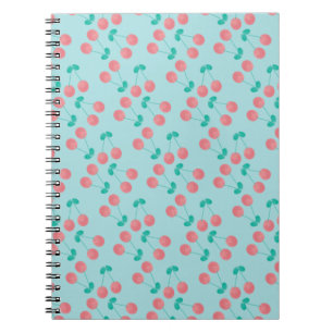 Cherries Hand Painted Watercolor Pink Teal      Notebook