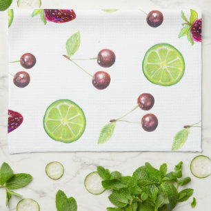 Cherries Limes Strawberries Kitchen Towel