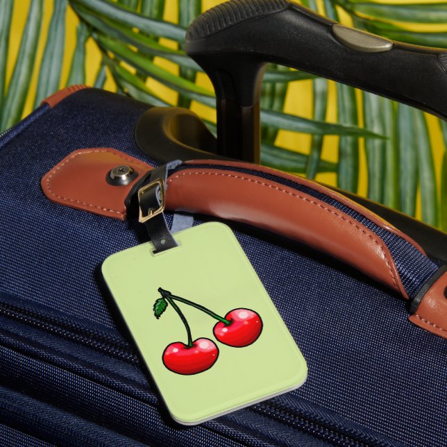 Cherries Luggage Tag (Front Insitu 1)