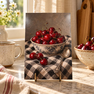 Cherries on a Checked Cloth Art Print