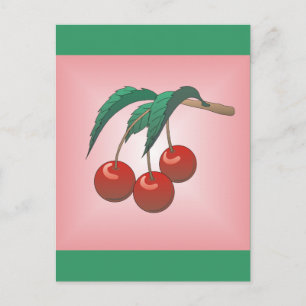 Cherries on Pink Postcard
