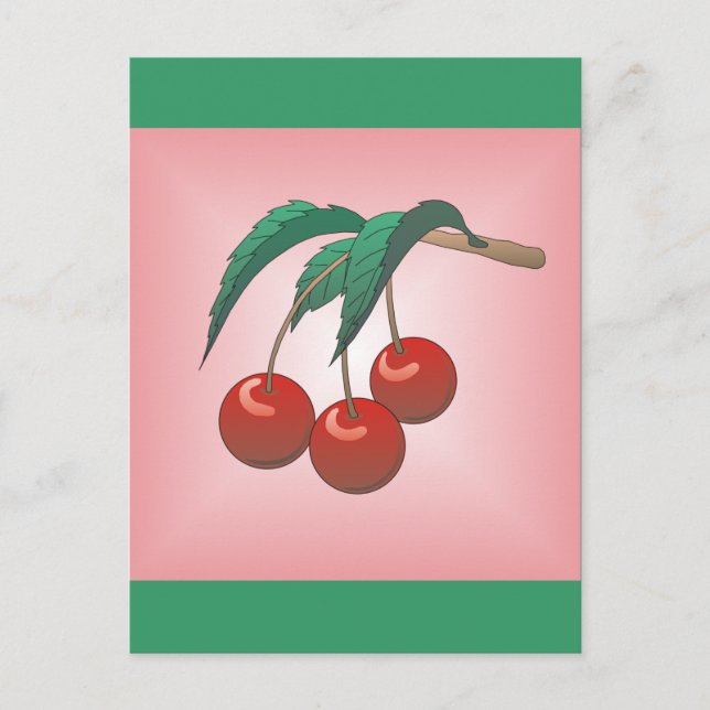 Cherries on Pink Postcard (Front)