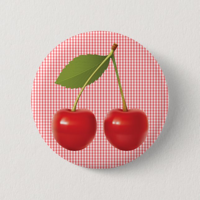 CHERRIES ON STEM 2 INCH ROUND BUTTON (Front)