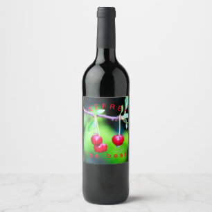 Cherries on the tree    -  with your text     - wine label