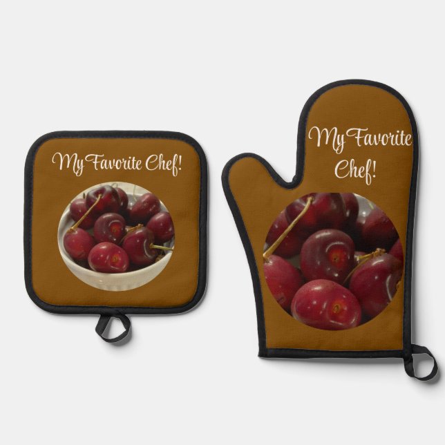 Cherries, Oven Mitt & Pot Holder Set (Front)