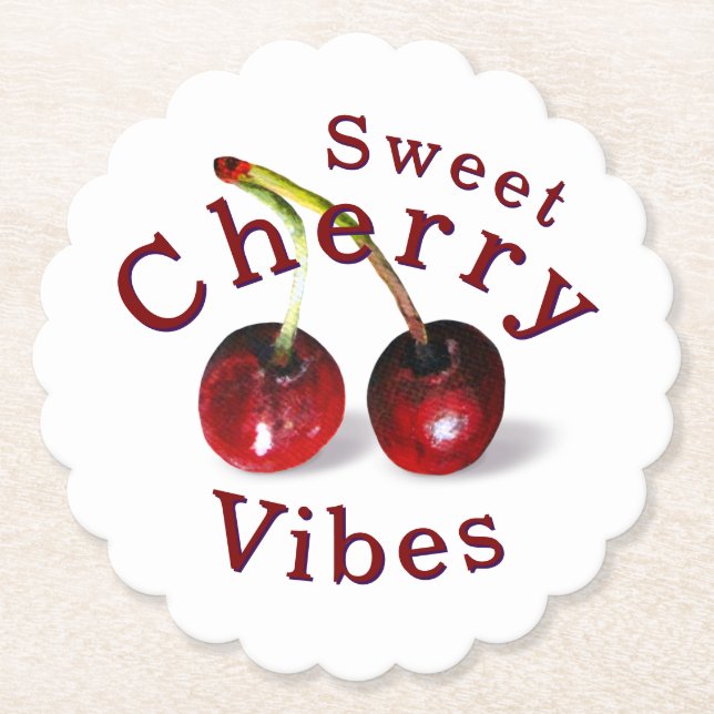 Cherries Paper Coaster (Front)