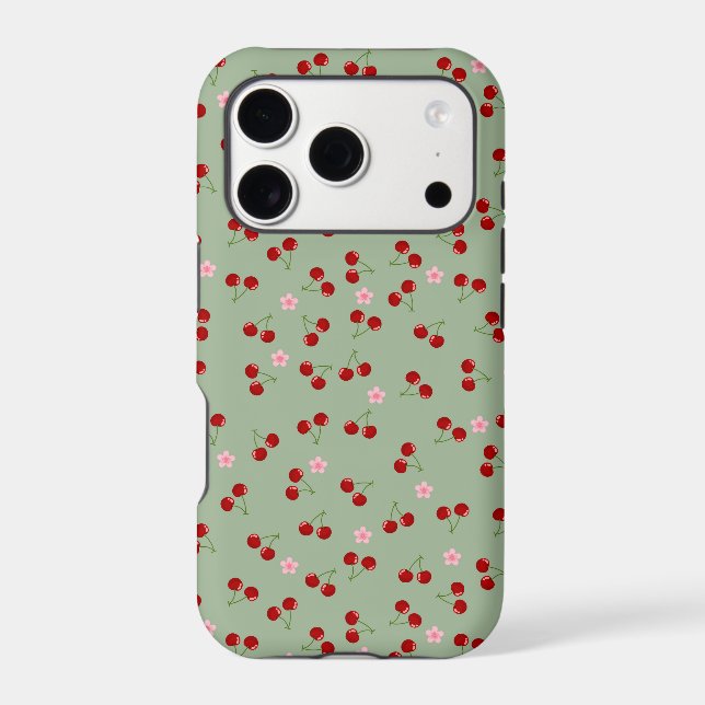 Cherries Pattern on Green Background (Back)