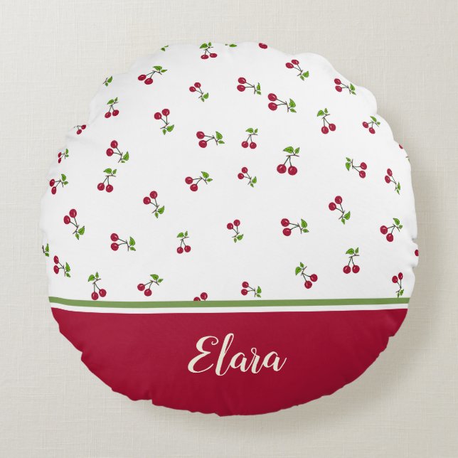 Cherries pattern round pillow (Front)