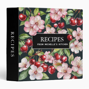Cherries Pink Blossoms Family Recipes Binder