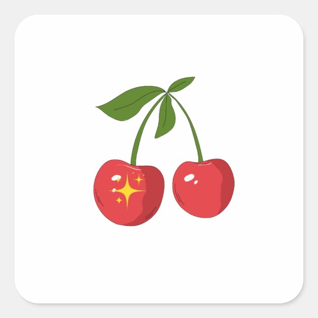 CHERRIES SQUARE STICKER (Front)
