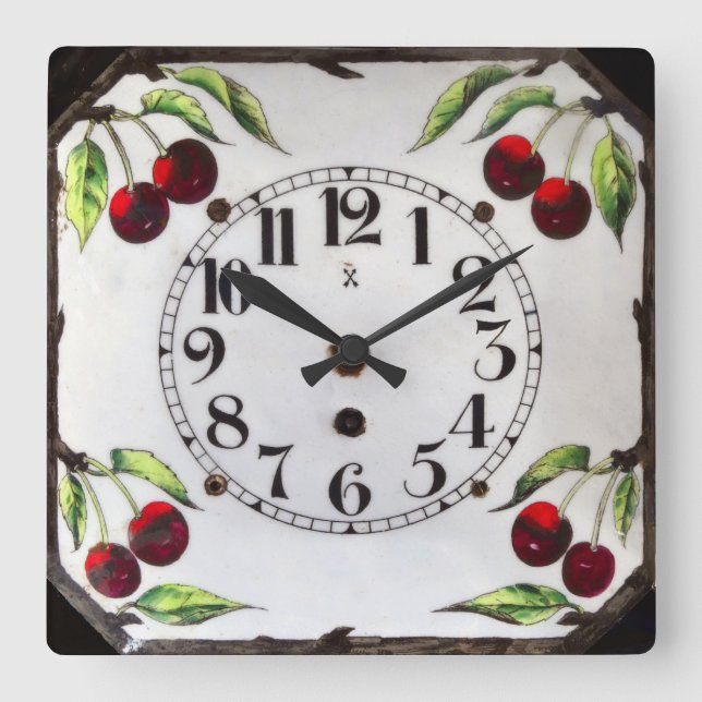 Cherries. Square Wall Clock (Front)