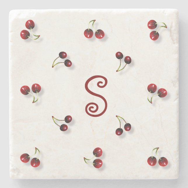 Cherries Stone Coaster (Front)
