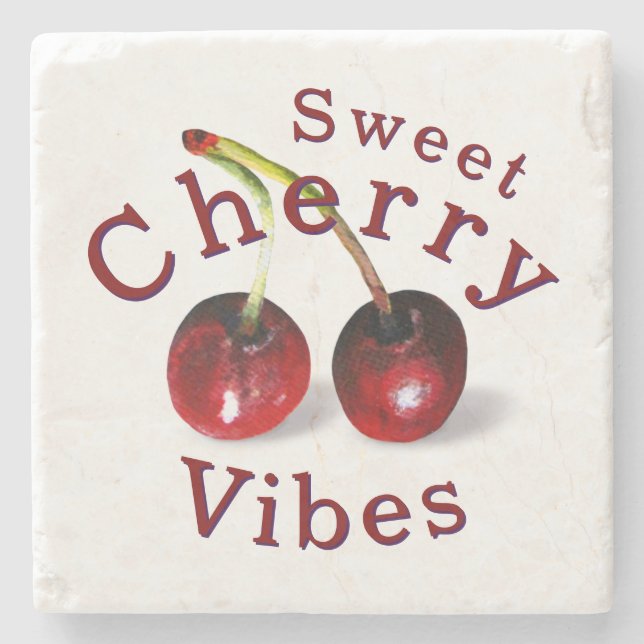 Cherries Stone Coaster (Front)