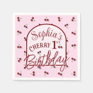 Cherries Theme First Birthday Paper Napkin