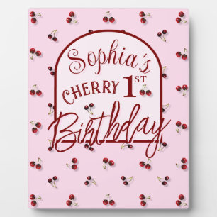Cherries Theme First Birthday Tabletop Sign Plaque