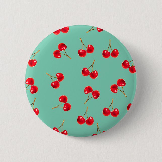 cherries vivid 2 inch round button (Front)