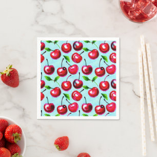 Cherries watercolor napkin