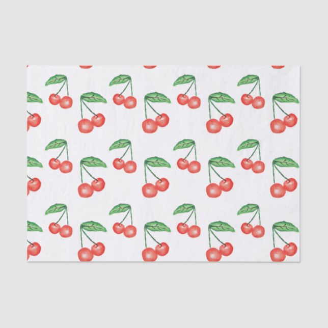 Cherries watercolor pattern tissue paper (Front)
