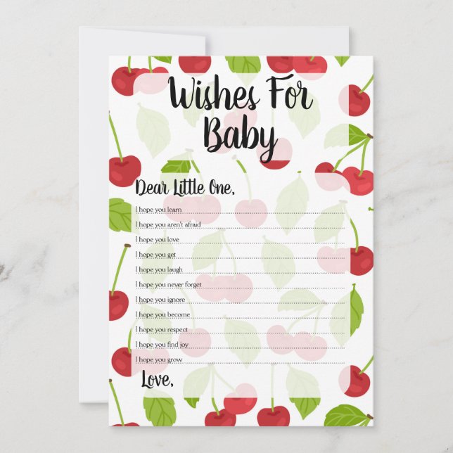 Cherries Wishes For Baby Shower Game Invitation (Front)