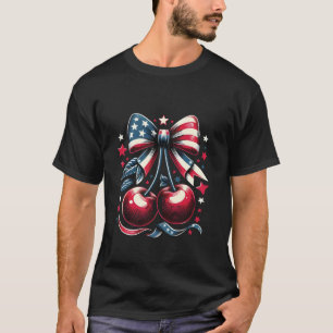 Cherries with Coquette Bow 4th of July American Pa T-Shirt
