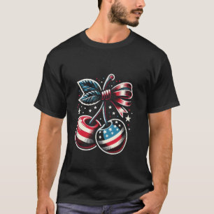 Cherries with Coquette Bow 4th of July American Pa T-Shirt