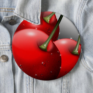 Cherries with Dew Drops 6 Inch Round Button