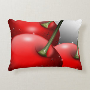 Cherries with Dew Drops Accent Pillow