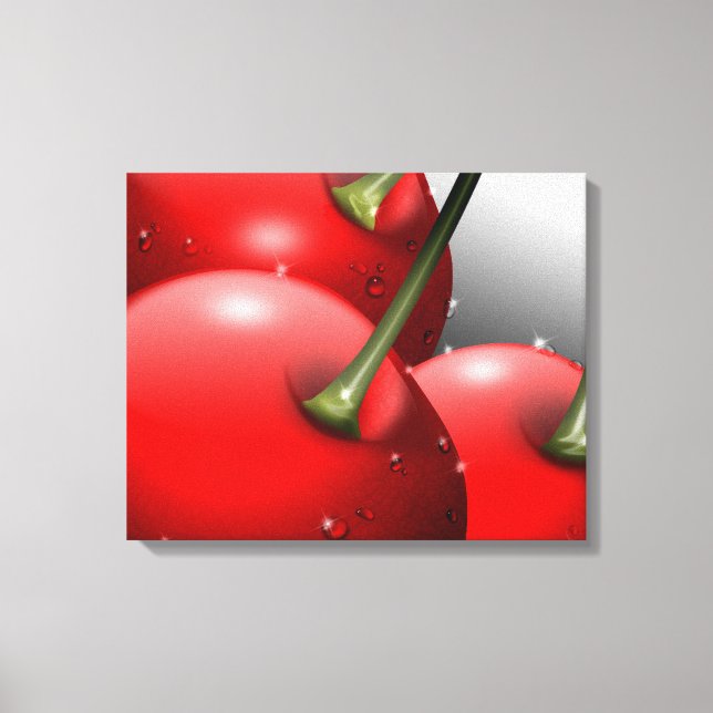 Cherries with Dew Drops Canvas Print (Front)