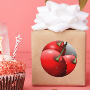 Cherries with Dew Drops Classic Round Sticker