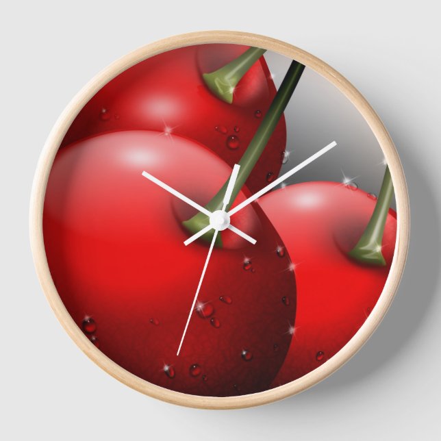 Cherries with Dew Drops Clock (Front)