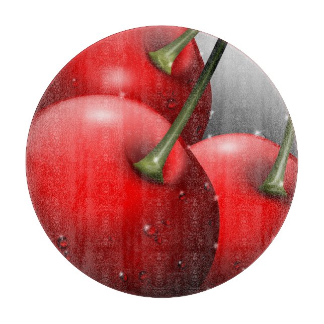 Cherries with Dew Drops Cutting Board (Front)