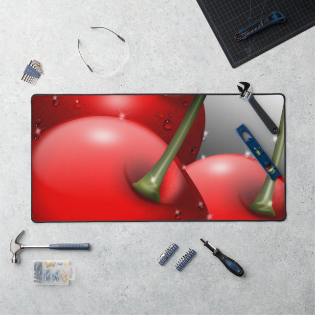 Cherries with Dew Drops Desk Mat (Workstation)