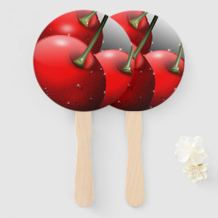 Cherries with Dew Drops Hand Fan