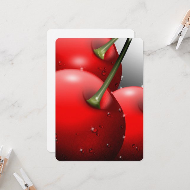 Cherries with Dew Drops Invitation (Front/Back In Situ)