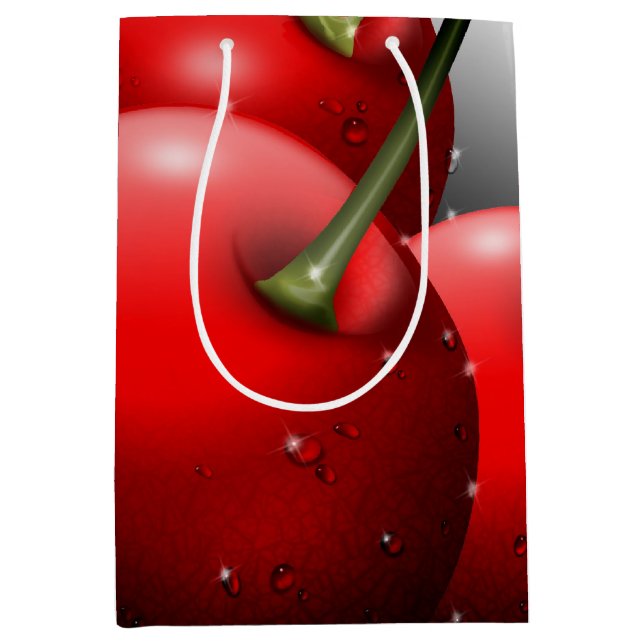 Cherries with Dew Drops Medium Gift Bag (Front)
