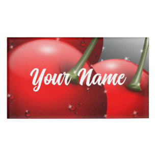 Cherries with Dew Drops Name Tag