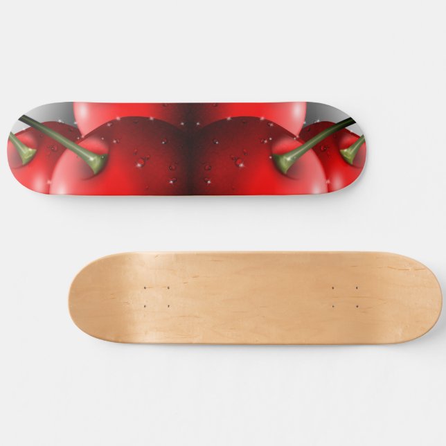 Cherries with Dew Drops Skateboard (Horz)