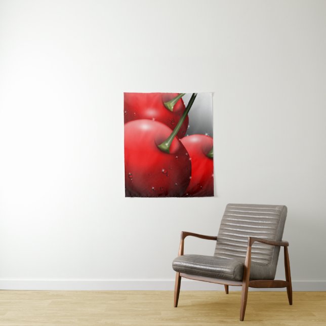 Cherries with Dew Drops Tapestry (In Situ)