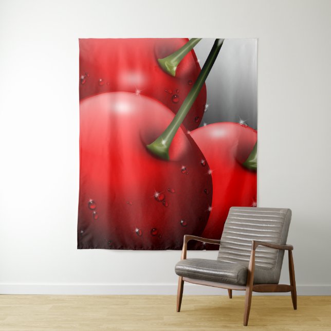 Cherries with Dew Drops Tapestry (In Situ)